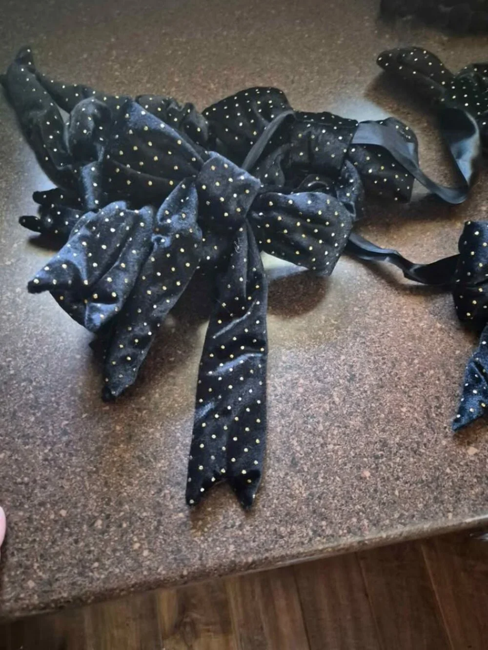 Ashland 2 garlands  1 6 ft velvet wrapped wood and  1 velvet bow garland 6ft